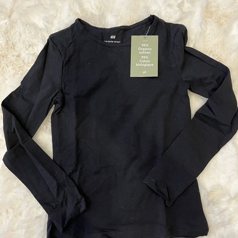 H&M Black Organic Cotton girls top